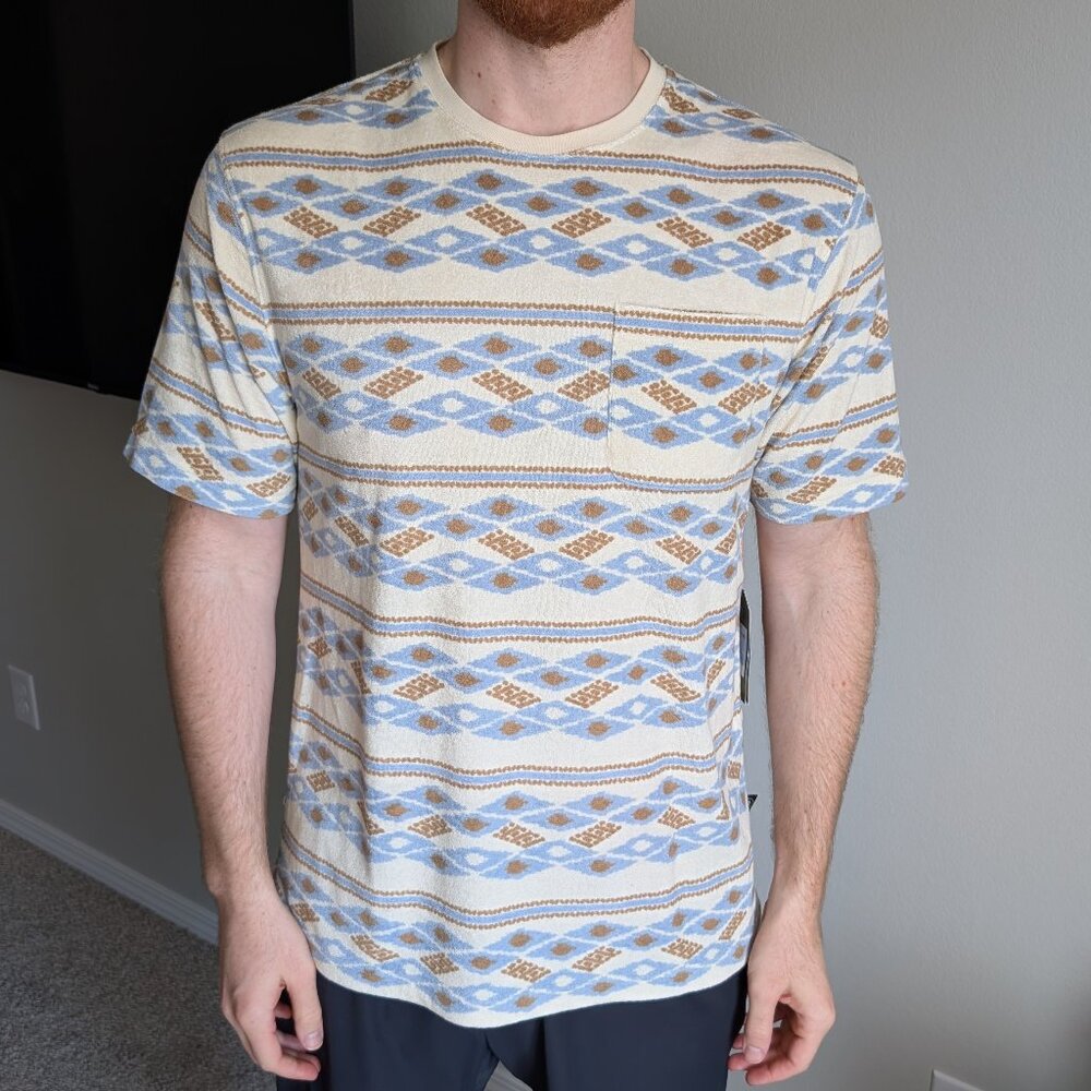 Howler Brothers Men's Lombok Bone White Aztec Pattern Terry T-shirt‎ LARGE
